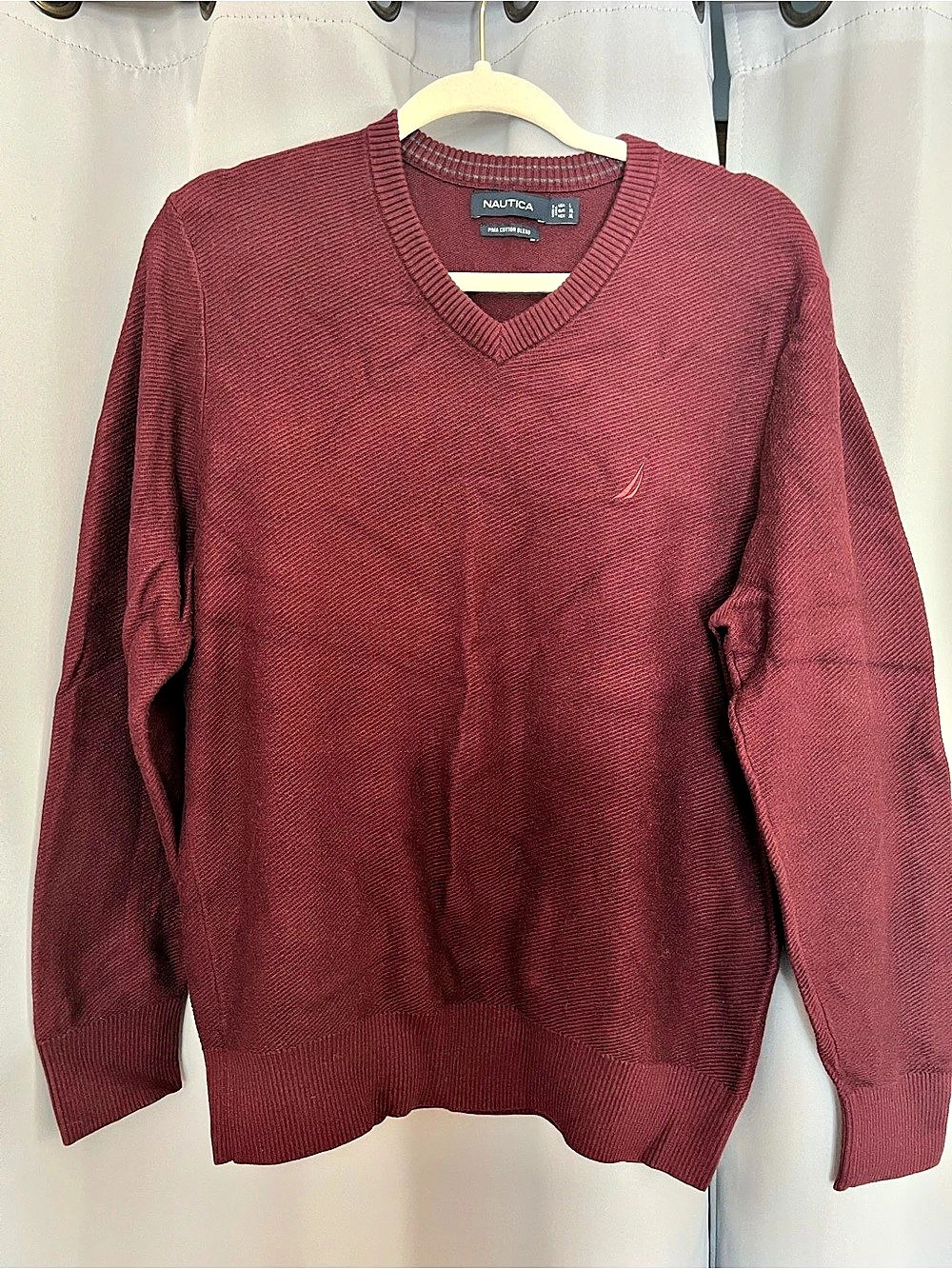 Nautica V-Neck Sweater, Burgundy, Large